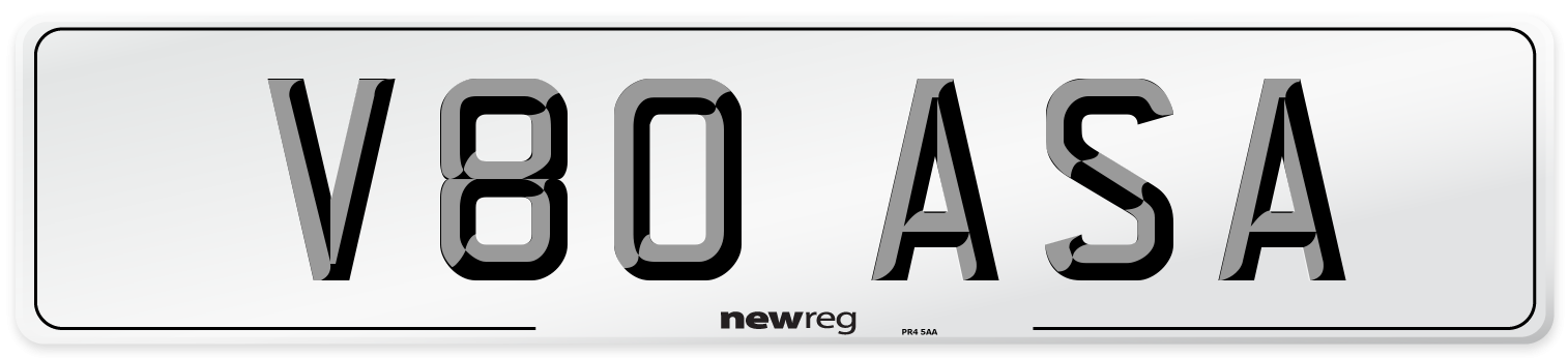 V80 ASA Number Plate from New Reg